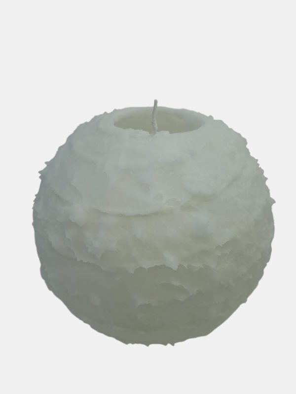16.5 white spiral ball candle 16.5cm white