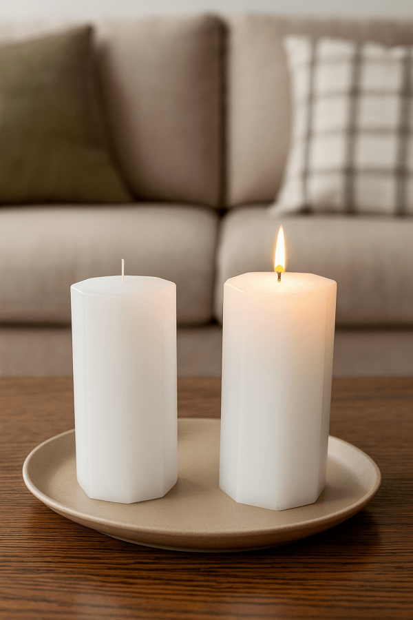 Octagon candles in plain white finish – CANDLE MAKERS South Africa
