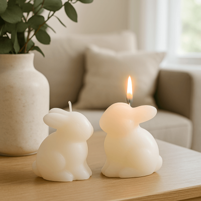Bunny candles 3pack for display.